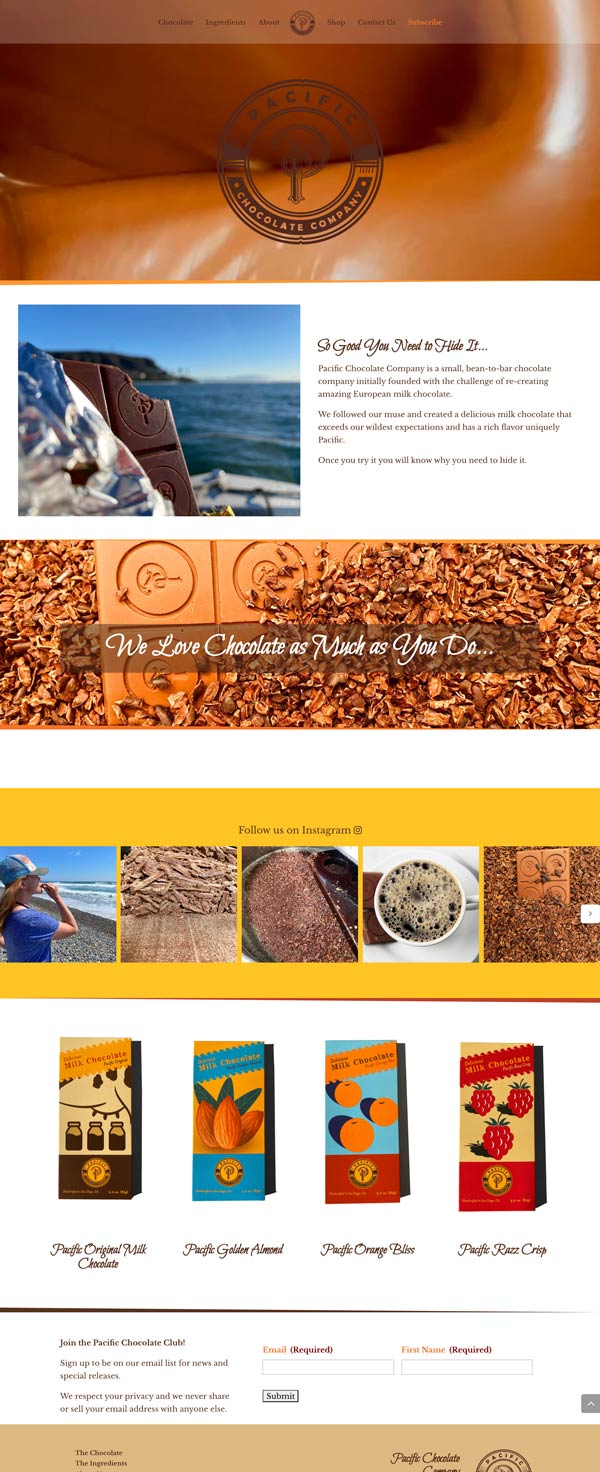 Pacific Chocolate Company website designed and built by Wicked Code