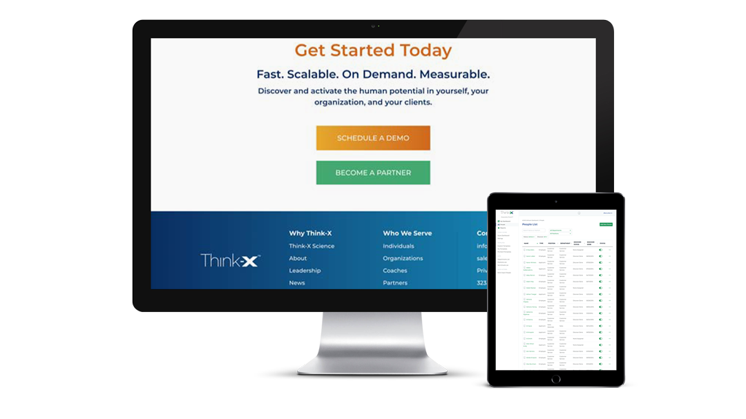 Think-X App on multiple screens